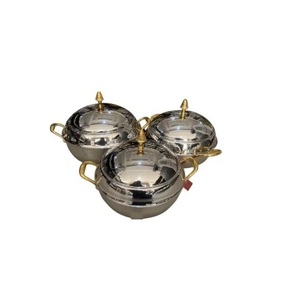 Ensemble de 3 casseroles de luxe en acier inoxydable antiadhésives, idéales pour les restaurants, les hôtels, les cadeaux et la décoration de table, très demandées. - Product Image 1