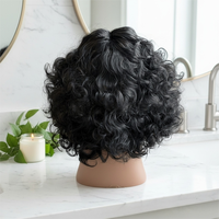 Perruque Afro Bouclée Kinky en Gros pour Femmes Noires, Perruque Synthétique Yaki Bouclée et Volumineuse, Prête à Porter, Sans Colle, Demi-Perruque Bandeau Sans Colle