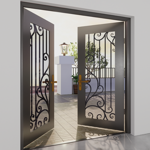 Portes en fer forgé de luxe pour maisons, porte d'entrée en acier et verre sur mesure, porte extérieure moderne pour villa et maison résidentielle - Product Image 2