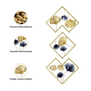 Modern Metal <b>Wall</b> Art Set Gold Framed Foliage <b>Decor</b> Geometric Design Home Decoration Pieces Glam Style Handmade <b>Wall</b> Hanging - Product Image 5