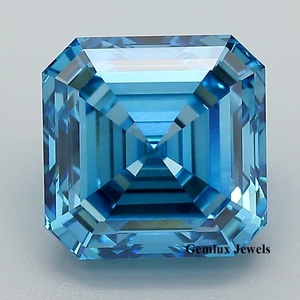 Diamant de laboratoire certifié IGI, bleu vif fantaisie, 8 carats, taille Asscher, pureté VVS, pour bague, prix B2B - Product Image 1