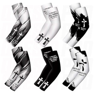 6 Pairs Faith Cross <b>Arm</b> <b>Sleeves</b> for Boys and Men Baseball Football Sports <b>Compression</b> <b>Sleeves</b> Lightweight Breathable Stretchable - Product Image 1
