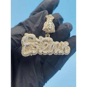 Hip Hop Jewelry Bling <b>Name</b> <b>Chain</b> Personalized Necklace Money Bag Pendant Dollar Sign Pendant Custom Logo Pendant Rapper Style Je - Product Image 1