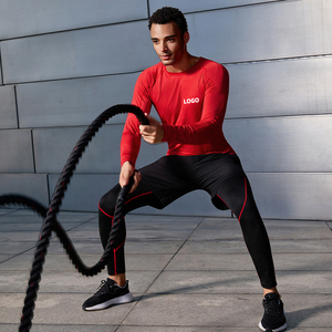 Ensemble de compression pour hommes sur mesure, confortable, respirant, vêtements de sport, t-shirts à manches longues et leggings sculptants - Product Image 3