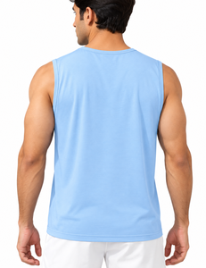 เสื้อกล้ามกีฬาผู้ชายผ้าฝ้าย 100% ระบายอากาศดี สไตล์ลำลอง ไซส์ใหญ่ สีพื้น ขายส่ง - Product Image 4
