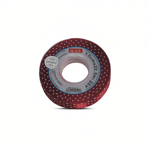 ริบบิ้นผ้าซาติน Ilan ขนาด 1.5 ซม. x 25 หลา สีเบอร์กันดีลายจุด สำหรับงานประดิษฐ์ - Product Image 1