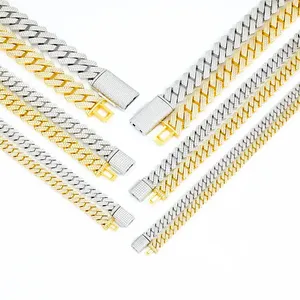 Premium Fine <b>Mens</b> Silver Material Custom Link <b>Chain</b> Necklace Plated Geometric Hiphop Moissanite Micro Insert Jewelry GRA - Product Image 2
