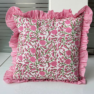 Housse de coussin artisanale bohème en coton imprimé, motif floral coloré, carrée, vintage, pour la maison, l'hôtel, l'hôpital - Product Image 1