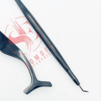 Applicateur de rehaussement de cils et de lamination de sourcils en acier inoxydable noir, réutilisable, portable, marque privée, pour isolation des cils