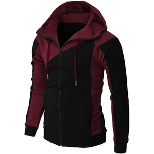 Sudadera con capucha para hombre al por mayor, con cremallera, bloques de color, azul real y negro, paneles en contraste, chaqueta de forro polar asimétrica diagonal, personalizada al por mayor - Product Image 4