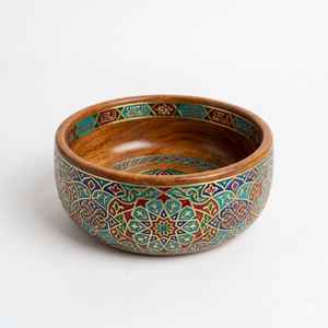 Tazón de Madera Tallado a Mano de Primera Calidad con Escritura Árabe, Tazón Decorativo para Frutas y Nueces, Artesanía Tradicional India para la Hospitalidad - Product Image 1