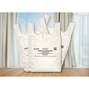 Sacs de courses biodégradables et recyclables en PBAT PE U-Cut, imprimés flexo, thermoscellables, emballage personnalisé, marque UKHI - Product Image 4