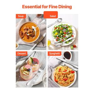 Juego de Cubiertos de Acero Inoxidable de Grado Alimenticio con Acabado Espejo de 45 Piezas, Aptos para Lavavajillas, Utensilios de Comedor Plateados para Mesa - Product Image 6