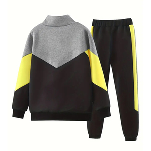 Ensemble de survêtement à capuche pour enfants, sweat à fermeture éclair et pantalon de jogging, tenue de sport personnalisée, OEM, marque privée, poches latérales, coupe classique - Product Image 2