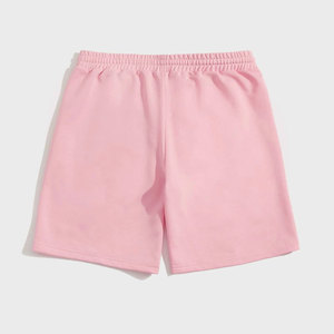<b>Men's</b> <b>Pink</b> Knitted <b>Shorts</b> Elastic Waist Drawstring Casual Solid Color Mid Rise Eco-Friendly Front Logo Sport Wear - Product Image 2