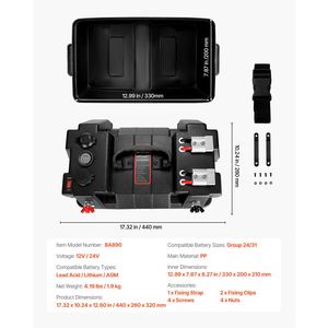 Scatola Batteria Motore Elettrico da Traina Gruppo 24/31, Custodia Intelligente per Batterie Marine 12V/24V con Doppia Cinghia, Guscio in PP, Custodia Intelligente per Batteria - Product Image 2