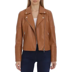 Chaqueta de Cuero de Motocicleta de Piel de Oveja para Mujer, Diseño Personalizado, a la Moda, Otoñal, Resistente al Viento, Transpirable, de Alta Calidad - Product Image 1