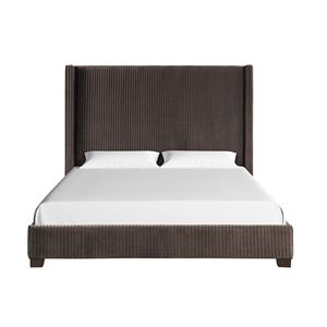 Letto Imbottito King-Size Marrone Scuro in Scatola, Comodo ed Elegante - Product Image 3