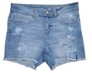 Lote de Shorts Vaqueros de Algodón/Spandex Estampados y Rotos para Niñas, Venta al por Mayor a Granel de Bangladesh, Excedente de Moda, Tallas y Estilos Variados - Product Image 1
