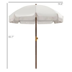 Parasol de plage gris clair 6.2 avec volants ventilés, sac de transport, parasol d'extérieur portable pour jardin, idéal pour les voyages - Product Image 5