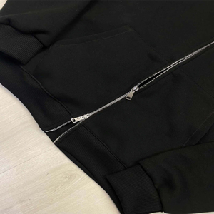 Nouvel arrivage : Sweat à capuche décontracté zippé 100 % coton, thermique, léger, uni avec cordon de serrage - Product Image 4