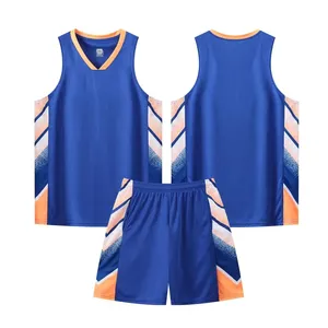 Ensemble de maillot de basket sans manches pour homme, col en V, couleurs contrastées, uniforme réversible avec short à taille élastique - Product Image 2