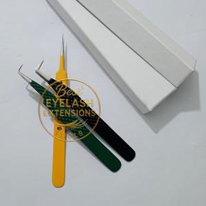 Ensemble de pinces à épiler professionnelles en acier inoxydable pour extensions de cils avec poignée antidérapante pour l'application de cils en volume et en isolation - Product Image 2