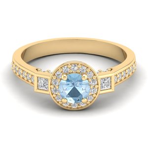 Anillo de Compromiso REYES Exclusivo de Plata de Ley 925 con Moissanita Certificada GRA, Corte Redondo, 0.5 Quilates, Gema de Aguamarina - Product Image 1