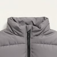 Manteau d'hiver pour homme, gris, col montant, fermeture éclair, épais, décontracté, couleur unie, polyester, tendance, personnalisé, nouveau