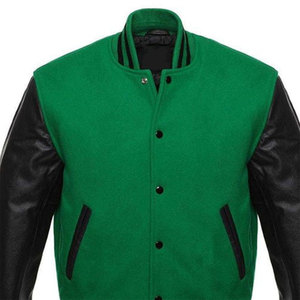 <b>Men's</b> Genuine Leather Eco-Friendly Waterproof Windproof Thick Winter Varsity <b>Jacket</b> <b>Long</b> Sleeve Front Logo Button - Product Image 5