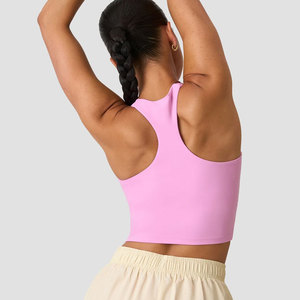 Camiseta Deportiva de Verano para Mujer con Sujetador Integrado, Cuello en V, Largo Regular, 100% Algodón, Secado Rápido, Transpirable, Ropa Deportiva para Gimnasio y Fitness - Product Image 2