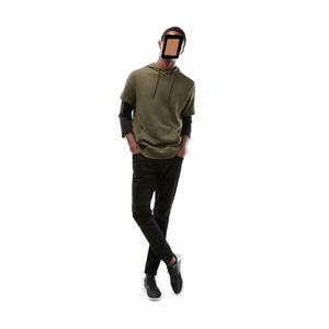 Sudadera con capucha térmica de manga corta de gran tamaño bordada impresa personalizada sudaderas con capucha transpirables para hombre - Product Image 4