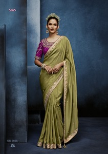 Sari elegante con bordados elaborados con cuentas de vidrio y pedrería. Hermoso atuendo étnico para funciones y festivales. - Product Image 2
