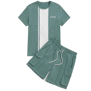 Camisetas de cuello redondo 100% Material de algodón Hombres Conjuntos gemelos Impreso Drop Shoulder Camisetas para personalizar su propio logotipo de marca - Product Image 1