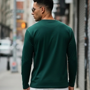 Camiseta de Lana Merino con Cuello Redondo, Informal, Personalizada, de Otoño y Primavera, de la Fábrica Solarwool, para Hombre - Product Image 3