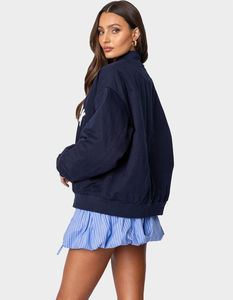 Veste universitaire classique unisexe personnalisée en usine, 100 % laine chenille, broderie, finition coton écologique, avec lettres brodées sur le devant - Product Image 2