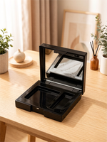 Palette de fards à paupières personnalisable, emballage cosmétique pour usage quotidien, forme carrée, trois compartiments, poudre/fard à joues compact en plastique
