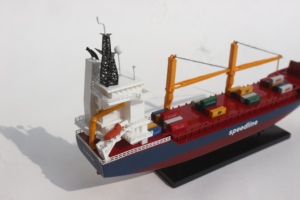 Handmade BBC Cargo <b>Container</b> Ship Wooden Model 20cm - <b>Small</b> Commercial Vessel Craft - Feng Shui Business Gift & Office Desk Deco - Product Image 4