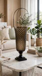 Handmade Flute-Shaped Transparent Ribbed <b>Glass</b> <b>Candle</b> <b>Holder</b> Eco-Friendly Leak Proof Break Resistant Multifunction 0.5L Capacity - Product Image 2