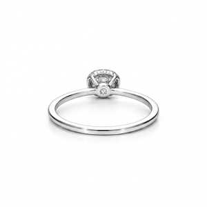 Bague de fiançailles pour femme en or massif antique, sertie d'un halo de diamants ronds brillants de laboratoire, couleur E, clarté VVS, 18 carats, bijoux fins. - Product Image 4