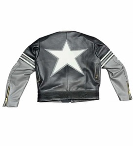 FLY GEENIUS X VANSON <b>STAR</b> <b>JACKET</b> CUSTOM BLACK PEARL GRAY-Eco-Friendly Windproof Heated Leather Streetwear - Product Image 2