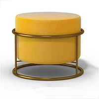 Pouf ottoman rond moderne avec pieds en acier inoxydable, de haute qualité, pour la maison et l'hôtel, décoration de style farmhouse, plaqué or, nouvelle arrivée