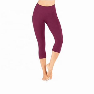 Women Workout Fitness Gym Running High Waist Soft Seamless Lightweight Quick Dry Breathable <b>Leggings</b> Yoga Capri Pants <b>Pockets</b> - Product Image 5
