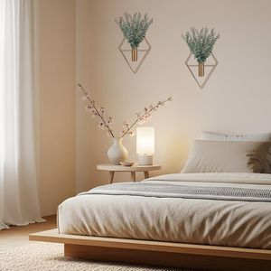 Set di 4 Vasi Sospesi in Metallo Geometrici Moderni Boho, Vaso per Eucalipto Artificiale da Interno, Design Ondulato per Bagno e Parete - Product Image 4