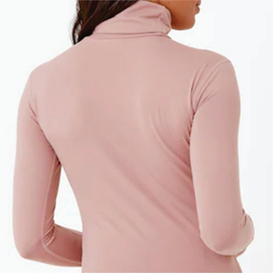 Camiseta de Manga Larga con Cuello Alto para Mujer, Informal, de Verano, Lisa, 100% Algodón Orgánico, con Logotipo, Transpirable, Ecológica, de Secado Rápido - Product Image 3