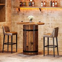 Table de bar haute en bois massif, style baril à whisky |   Bar de salon traditionnel, durable, écologique, résistant à l'eau, 4 places