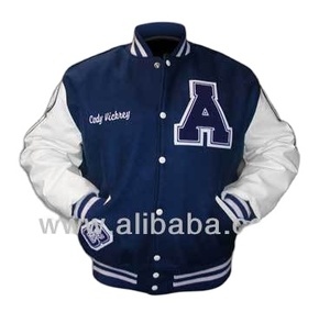 Chaqueta de Béisbol Varsity Personalizada en Azul Marino y Blanco, Acolchada, de Poliéster/Algodón, Ecológica, de Secado Rápido, Servicio OEM para Invierno - Product Image 1