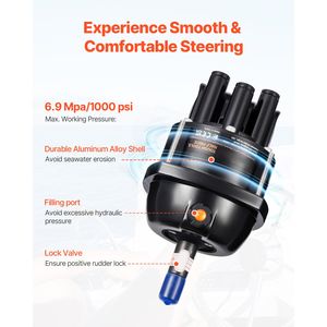 Kit Sistema di Sterzo Idraulico Fuoribordo per Imbarcazioni Marine da 90 CV con Volante da 13,5 Pollici e Pompa Timone per Scafo in Alluminio - Product Image 3