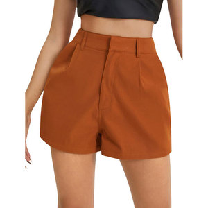 Wearpex Women's Summer Casual Solid Colors Mid Waist Wide Leg Shorts Pockets Breathable Quick Dry 100% Polyester <b>Drawstring</b> - Product Image 5