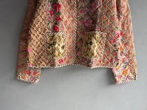 <b>Quilted</b> Cotton <b>Jacket</b> Women Floral <b>Pattern</b> Mandarin Collar Full Sleeve Autumn Regular Length Patch Pocket Hand Embroidery GIFT - Product Image 5